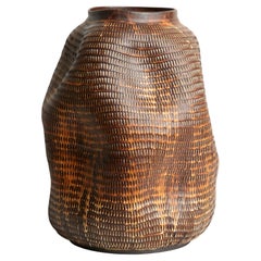 joe winter pottery Skoby Joe Tall Brown Textured Ceramic Vase Wabi Sabi / Mid-Century Modern