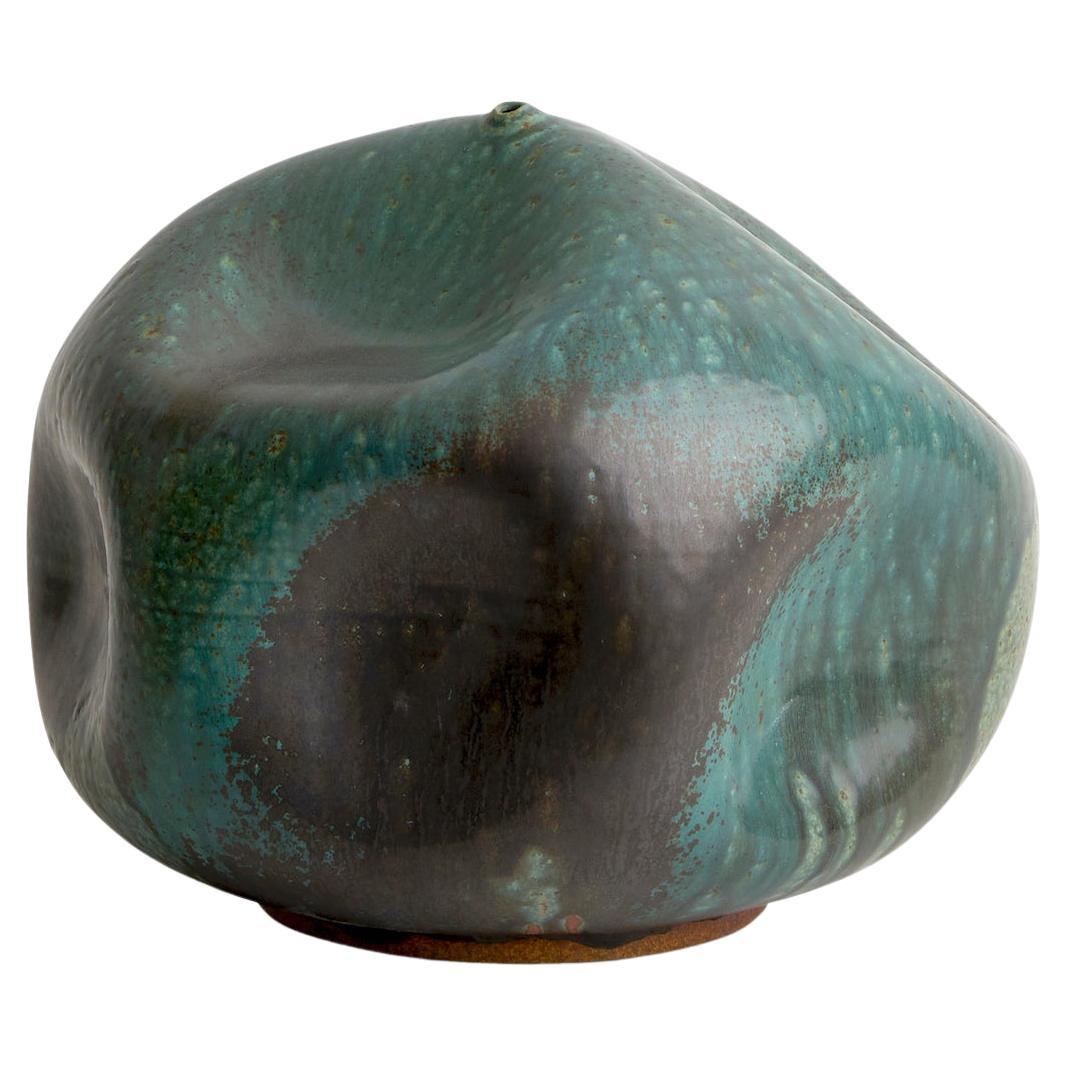 Skoby Joe Turquoise Green Ceramic Vase Mid-Century Modern Vessel Wabi Sabi 