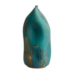 Skoby Joe Turquoise Handmade Ceramic Vase Wabi Sabi/ Interior Sculpture