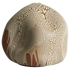 Skoby Joe Weißes strukturiertes Keramikgefäß Wabi Sabi / Mid-Century Modern Vase