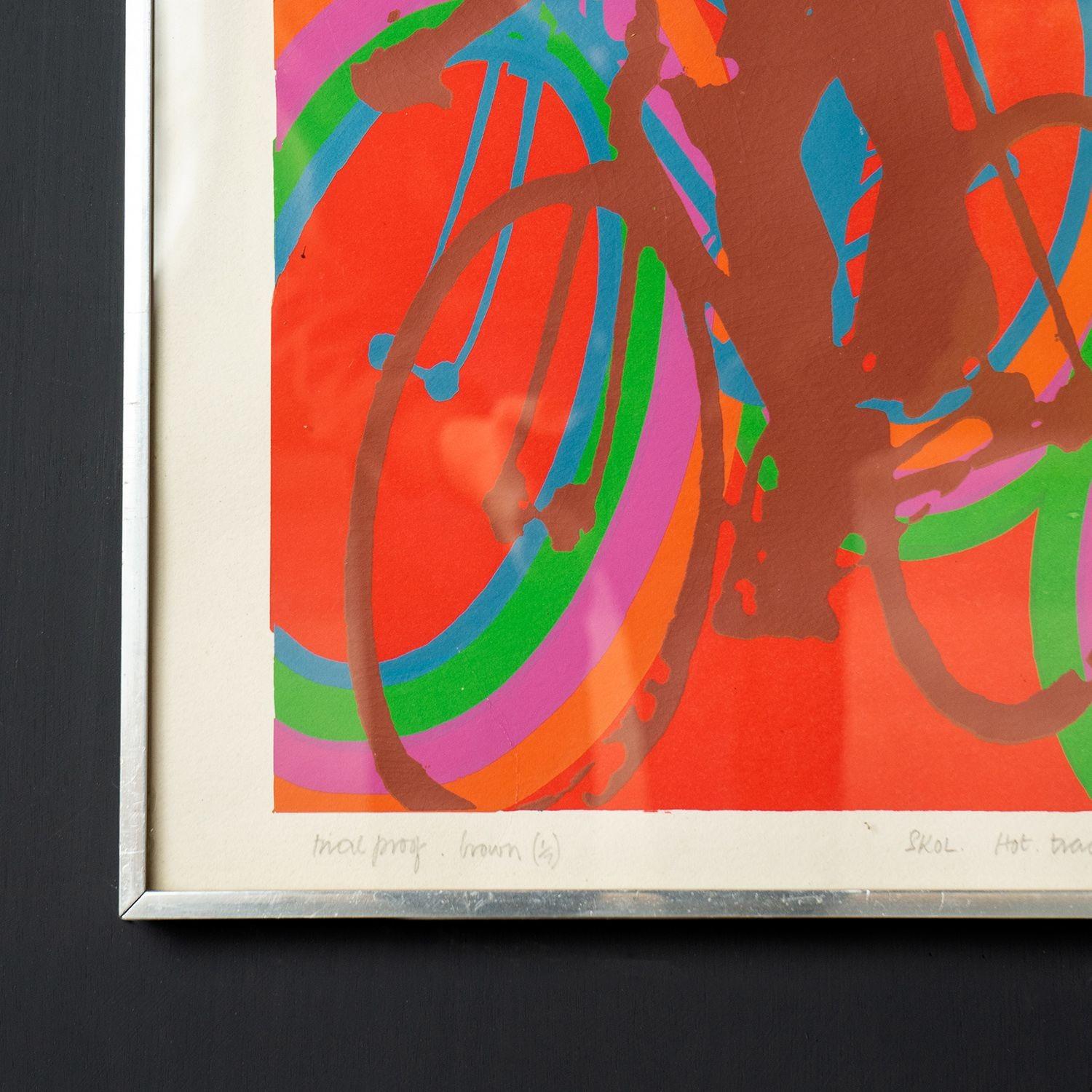 Vintage Mid-Century Signed Screenprint in Colours Depicting Track Cycling

A skilful screenprint in multiple bold colours that really captures the movement and energy of the cyclists.

Born in 1933 Stokoe is a painter, draughtsman, printmaker and