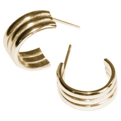 Skomer Studio Jewellery 14kt Yellow Gold Trio Ridged Hoop Earrings