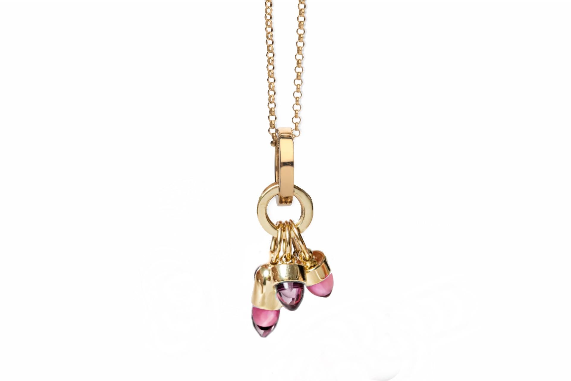 Skopelos Charms Purple Green Amethyst Tanzanite Quartz Gold Pendant Necklace For Sale 4