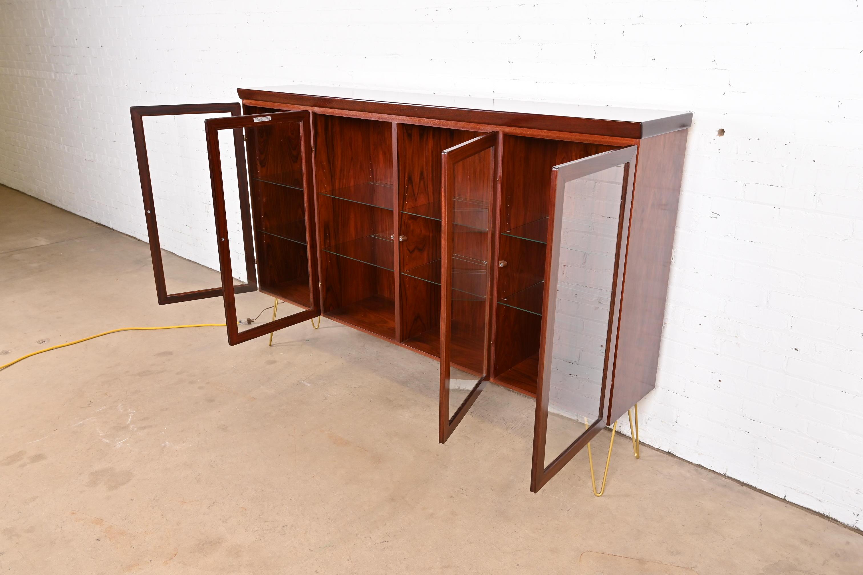 Glass Skovby Danish Modern Rosewood Bookcase, Circa 1970s For Sale