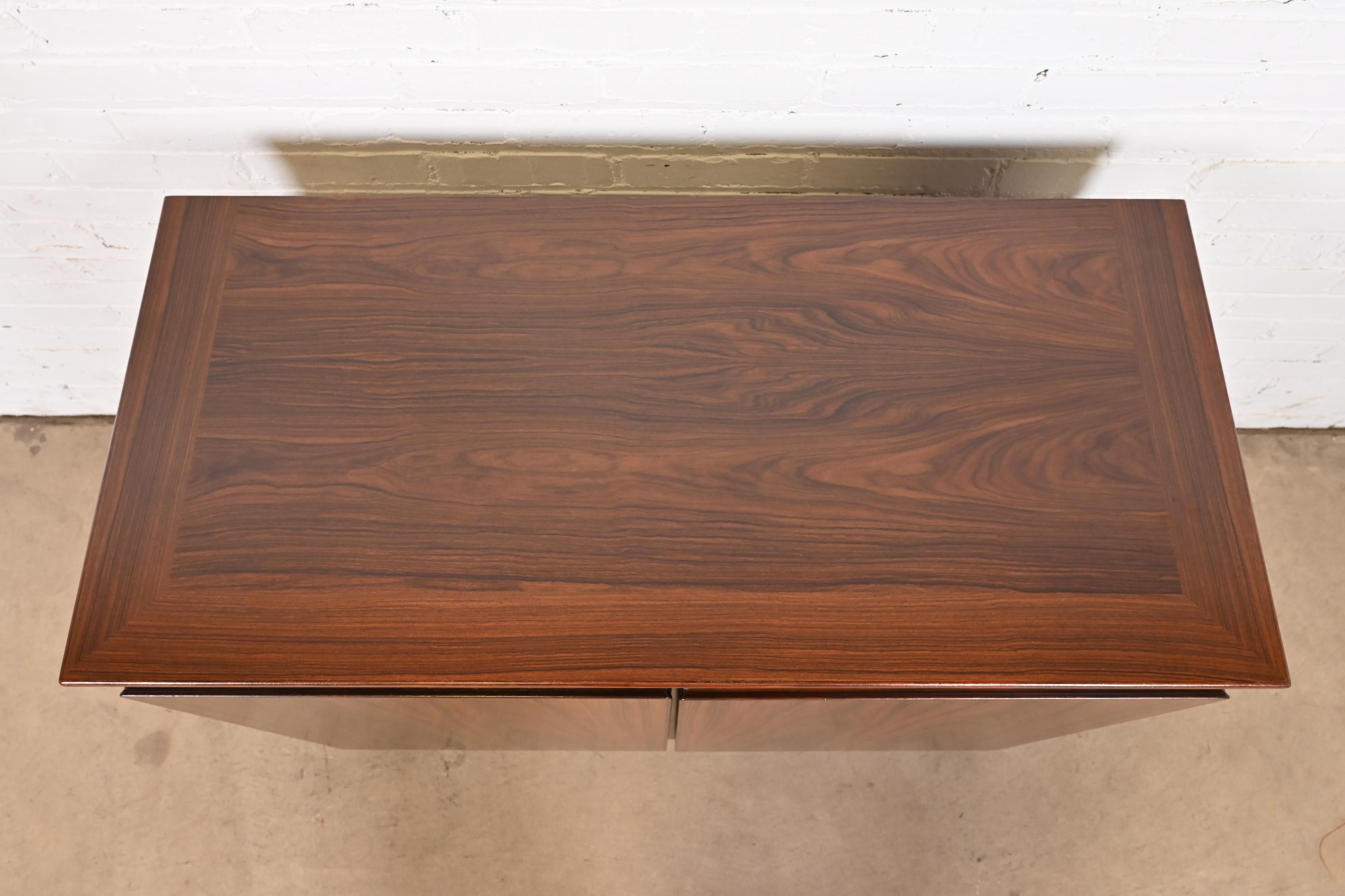 Skovby Danish Modern Rosewood Buffet Server or Bar Cabinet, Newly Refinished 3