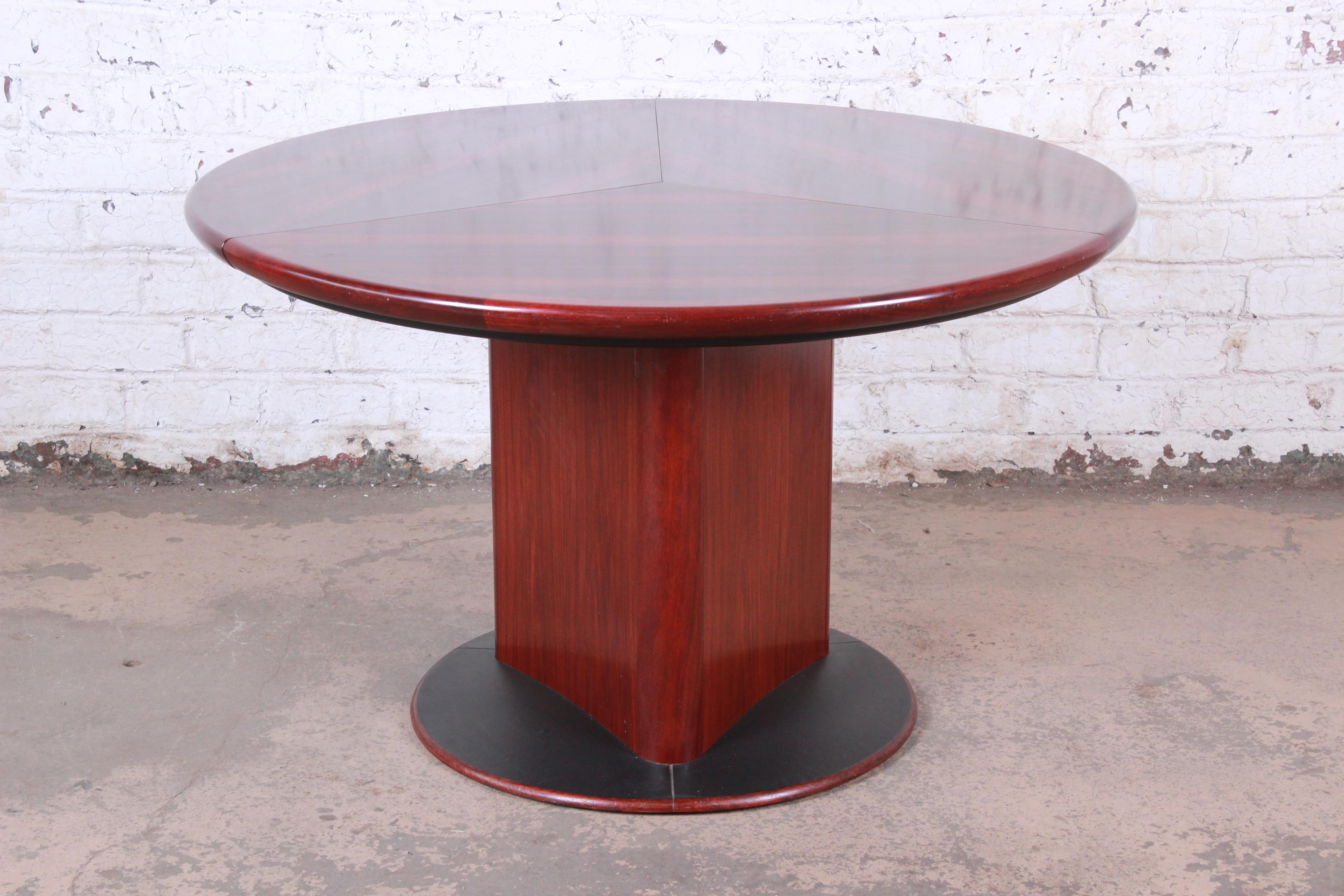 Skovby Danish Modern Rosewood Expandable Pedestal Dining Table 2