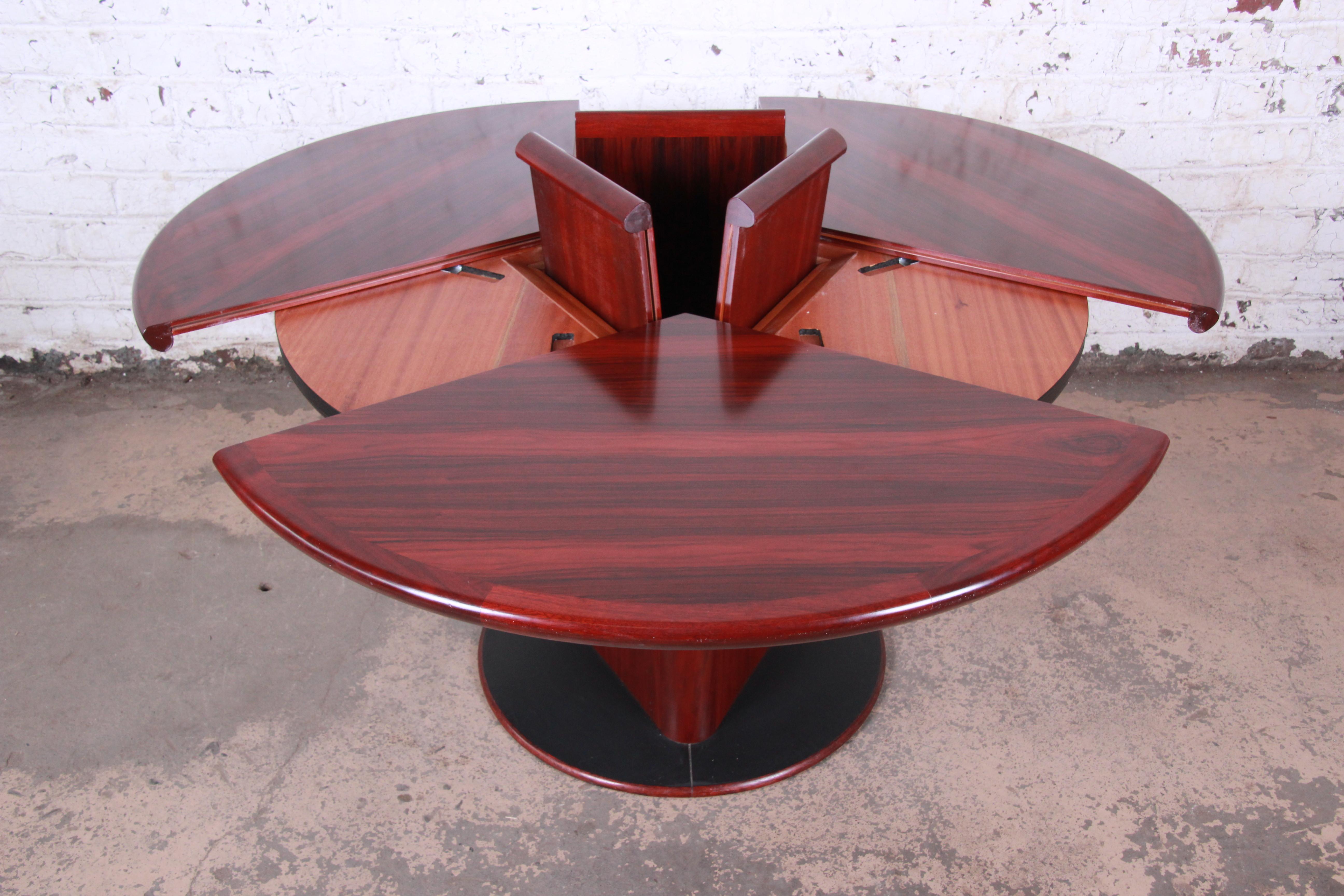 Laminate Skovby Danish Modern Rosewood Expandable Pedestal Dining Table