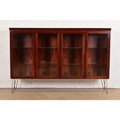 Skovby Danish Modern Rosewood Lighted Bookcase Cabinet, Circa 1970s