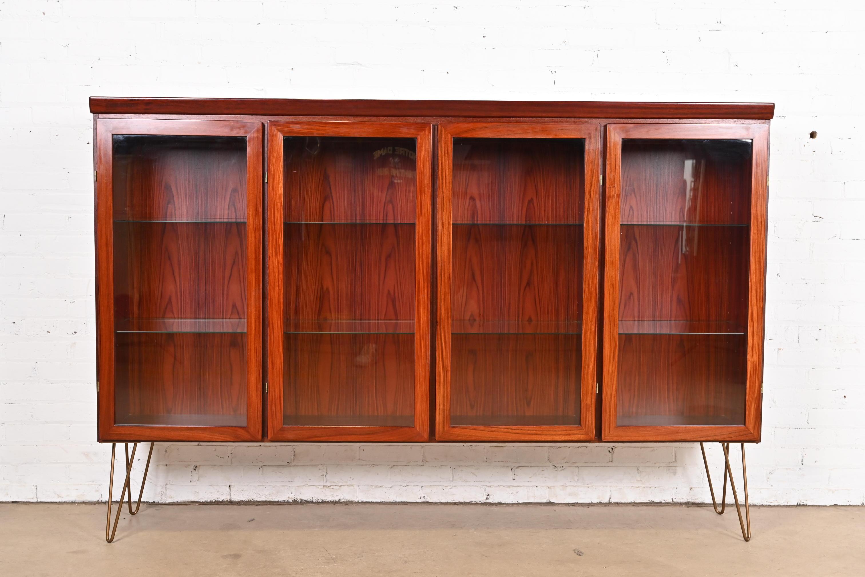 Mid-Century Modern Skovby Danish Modern Rosewood Lighted Bookcase Cabinet, Circa 1970s