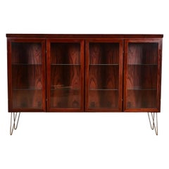 Skovby Danish Modern Rosewood Lighted Bookcase Cabinet, Circa 1970s