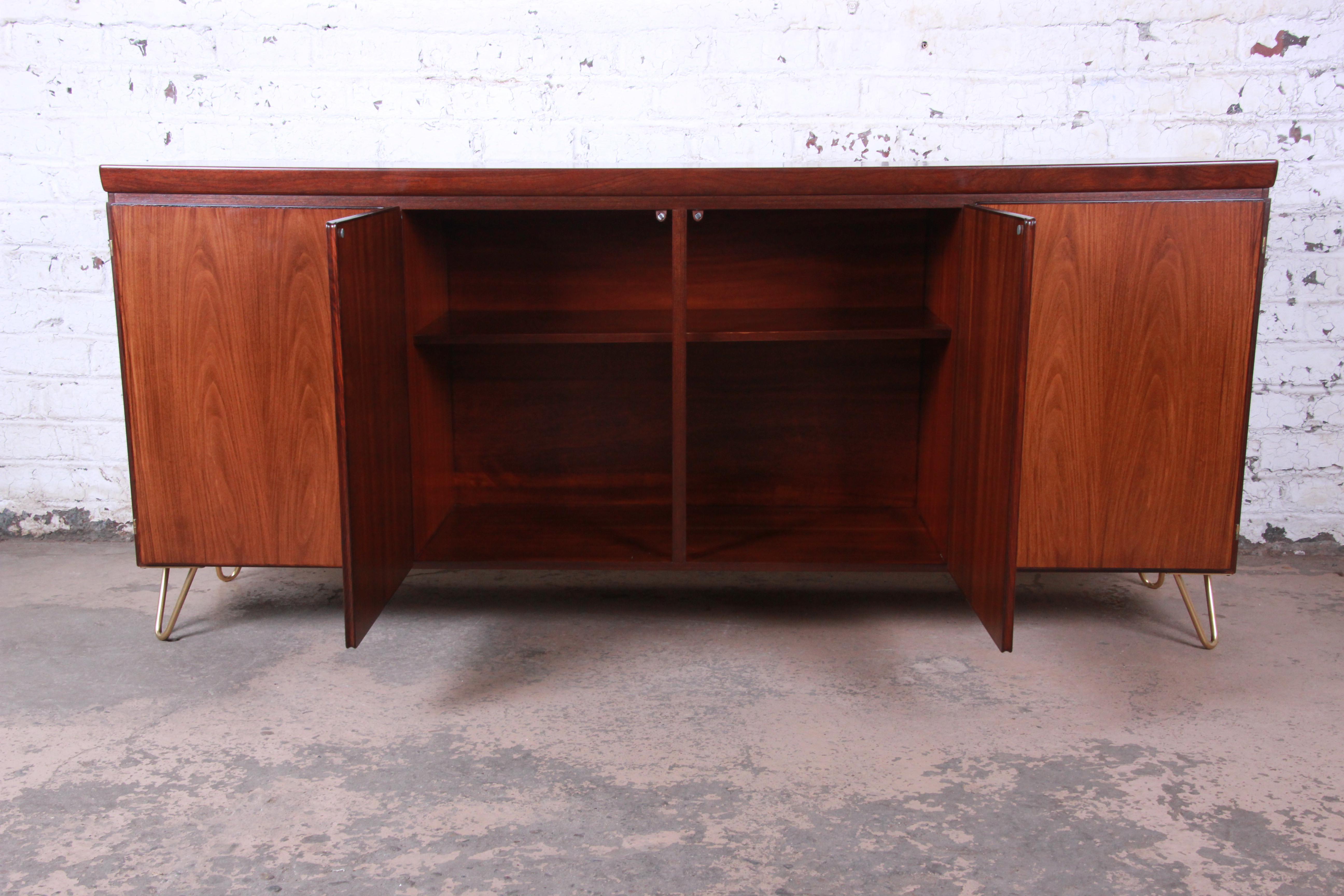 Late 20th Century Skovby Danish Modern Rosewood Sideboard Credenza on Hairpin Legs, Newly Refinish