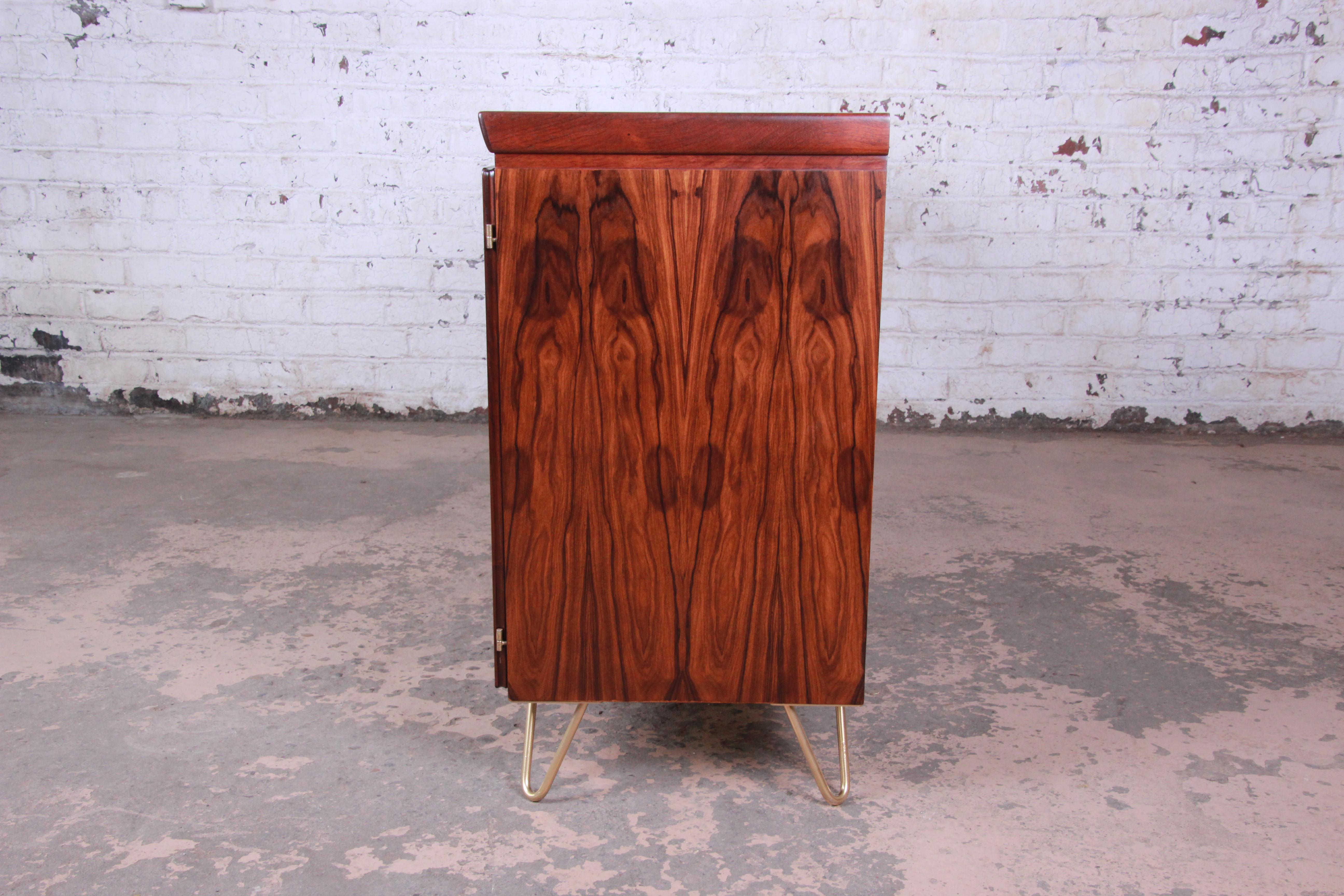 Metal Skovby Danish Modern Rosewood Sideboard Credenza on Hairpin Legs, Newly Refinish