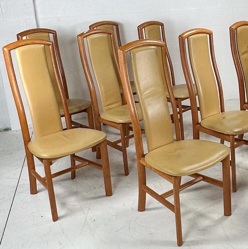 Skovby Danish Modern Teak High Back Dining Chairs - Set of 10 In Good Condition For Sale In Elkton, MD