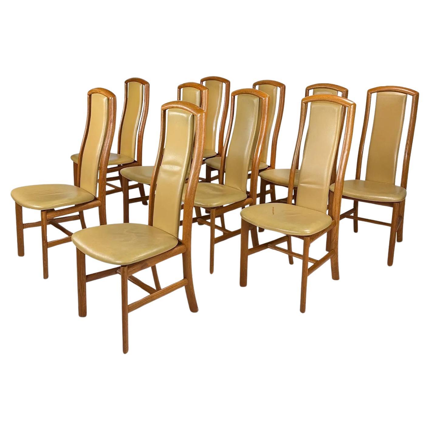 Skovby Danish Modern Teak High Back Dining Chairs - Set of 10 For Sale
