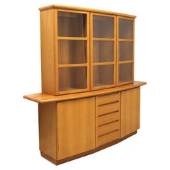 Vintage SKOVBY Danish Modern Teak & Oak Bowfront China Cabinet