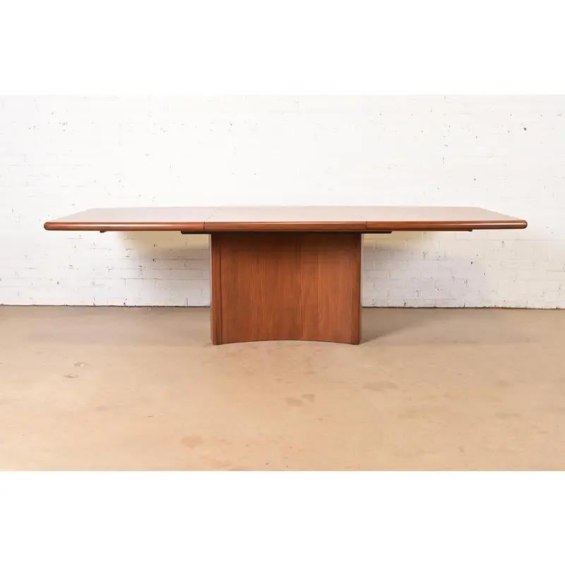 Scandinavian Modern Skovby Danish Modern Teak Pedestal Extension Dining Table, Newly Refinished For Sale
