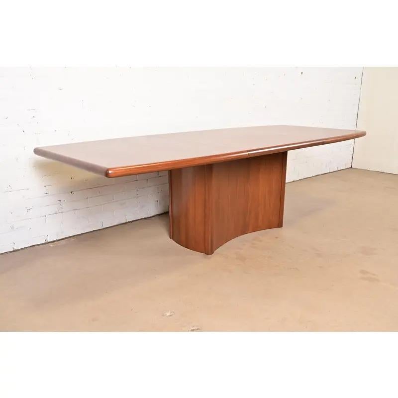 Late 20th Century Skovby Danish Modern Teak Pedestal Extension Dining Table, Newly Refinished For Sale