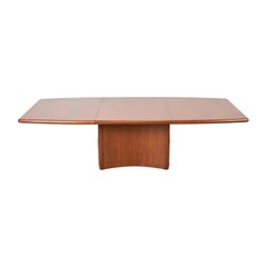 Skovby Danish Modern Teak Pedestal Extension Dining Table, Newly Refinished