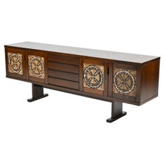 Skovby Danish Oak Sideboard mit Ox Art Fliesen, 1970er Jahre