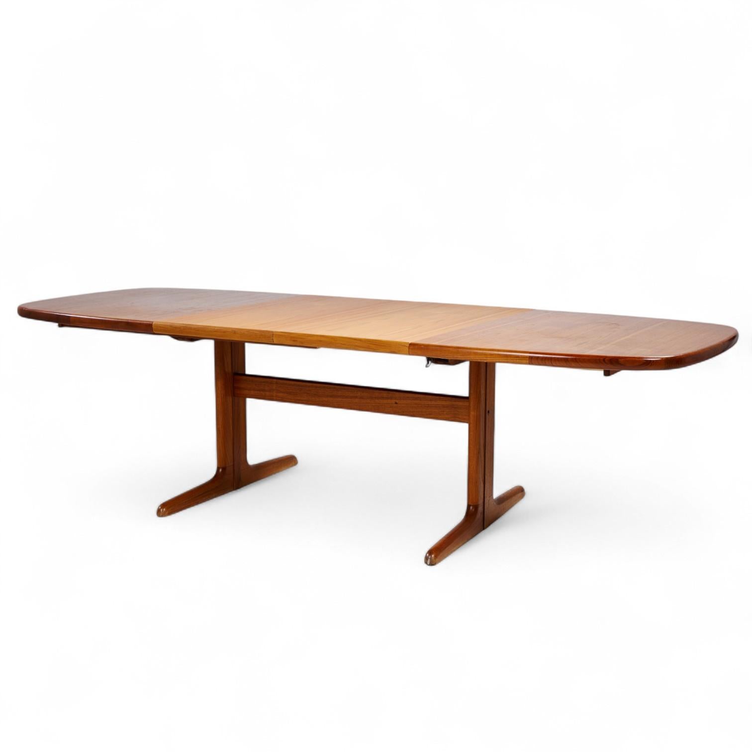 Mid-Century Modern Skovby Mid Century Teak Hidden Leaf Dining Table with 2 Leaves For Sale