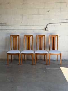 Skovby Teak High-Back Upholstered Dining Chairs Set of 4 Danish 1980s