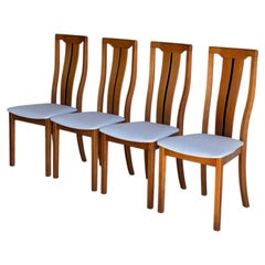 Skovby Teak High-Back Upholstered Dining Chairs Set of 4 Danish 1980s
