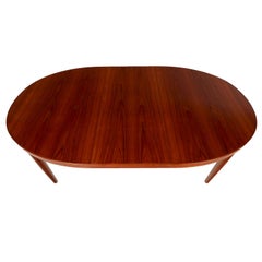 Skovmand Andersen Vintage Danish Teak Oval Dining Table with Extension Leaf