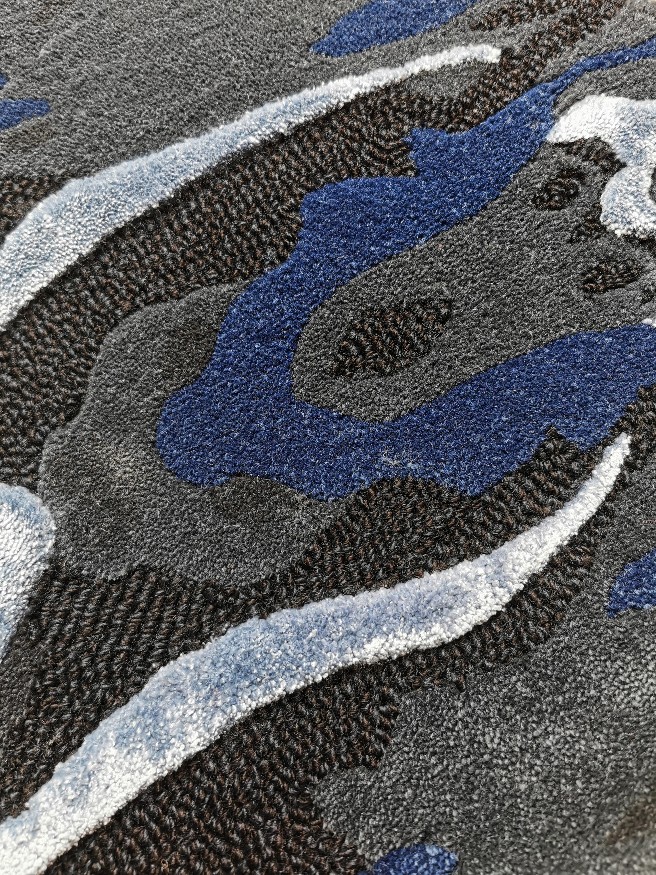 Norwegian Skuld Blue Rug by Volver Studios For Sale