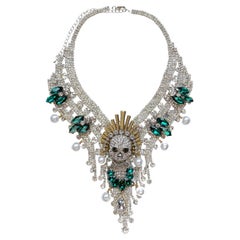 Skull and crystal necklace by Sebastian Jaramillo