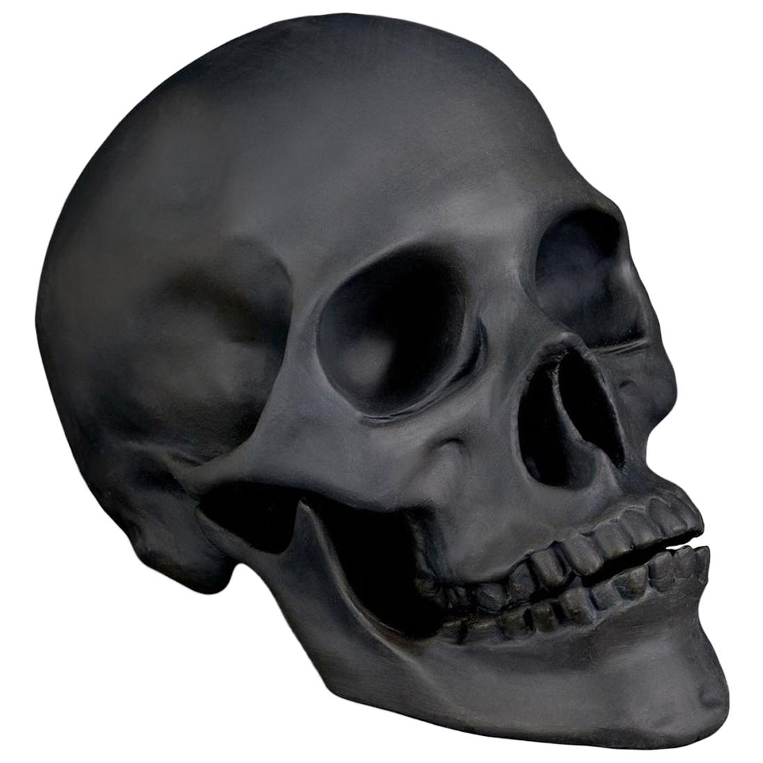 Skull Black Porcelain Sculpture