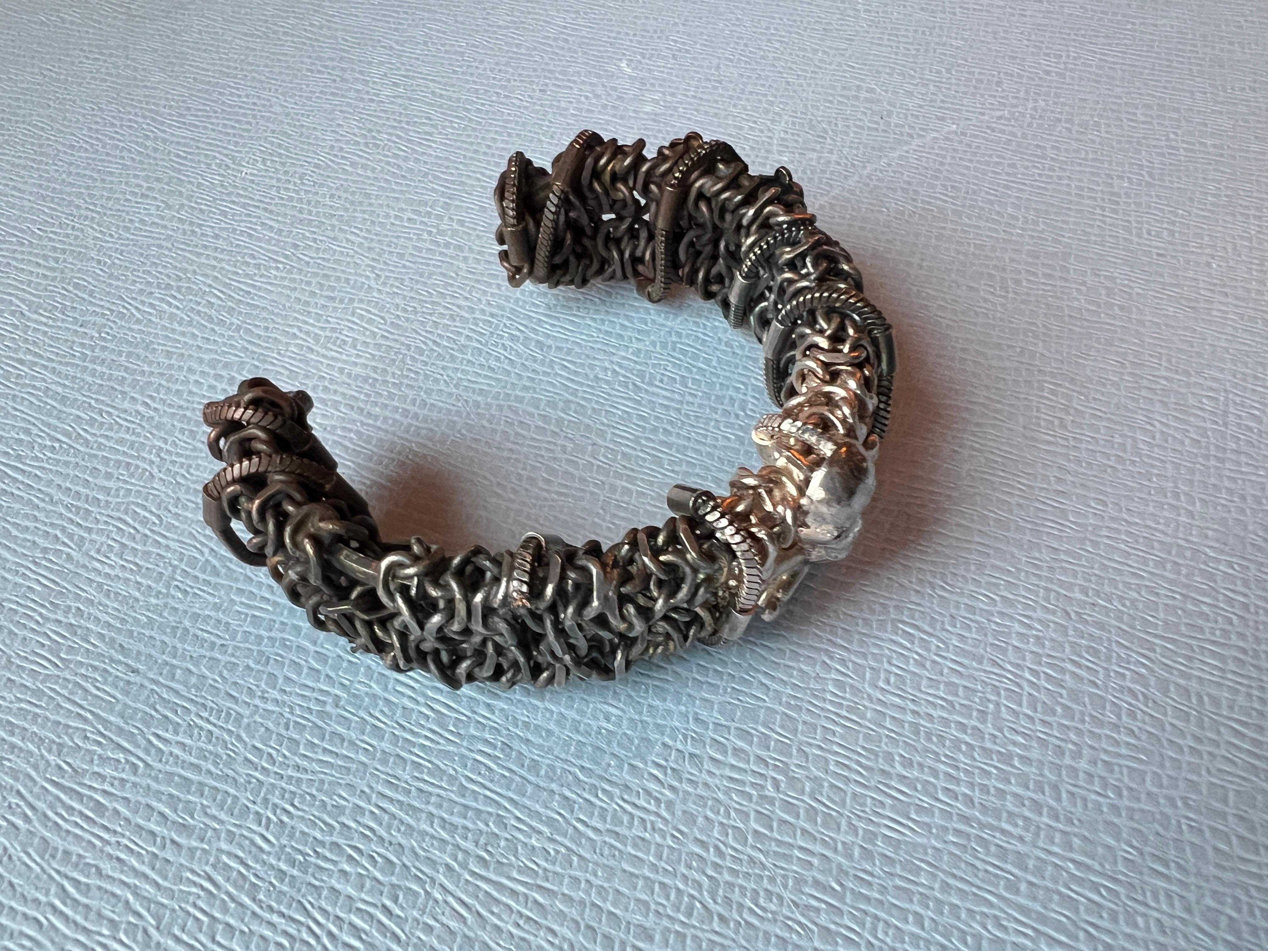 da uomo o donna Bracciale a catena con osso di teschio Palladium in vendita