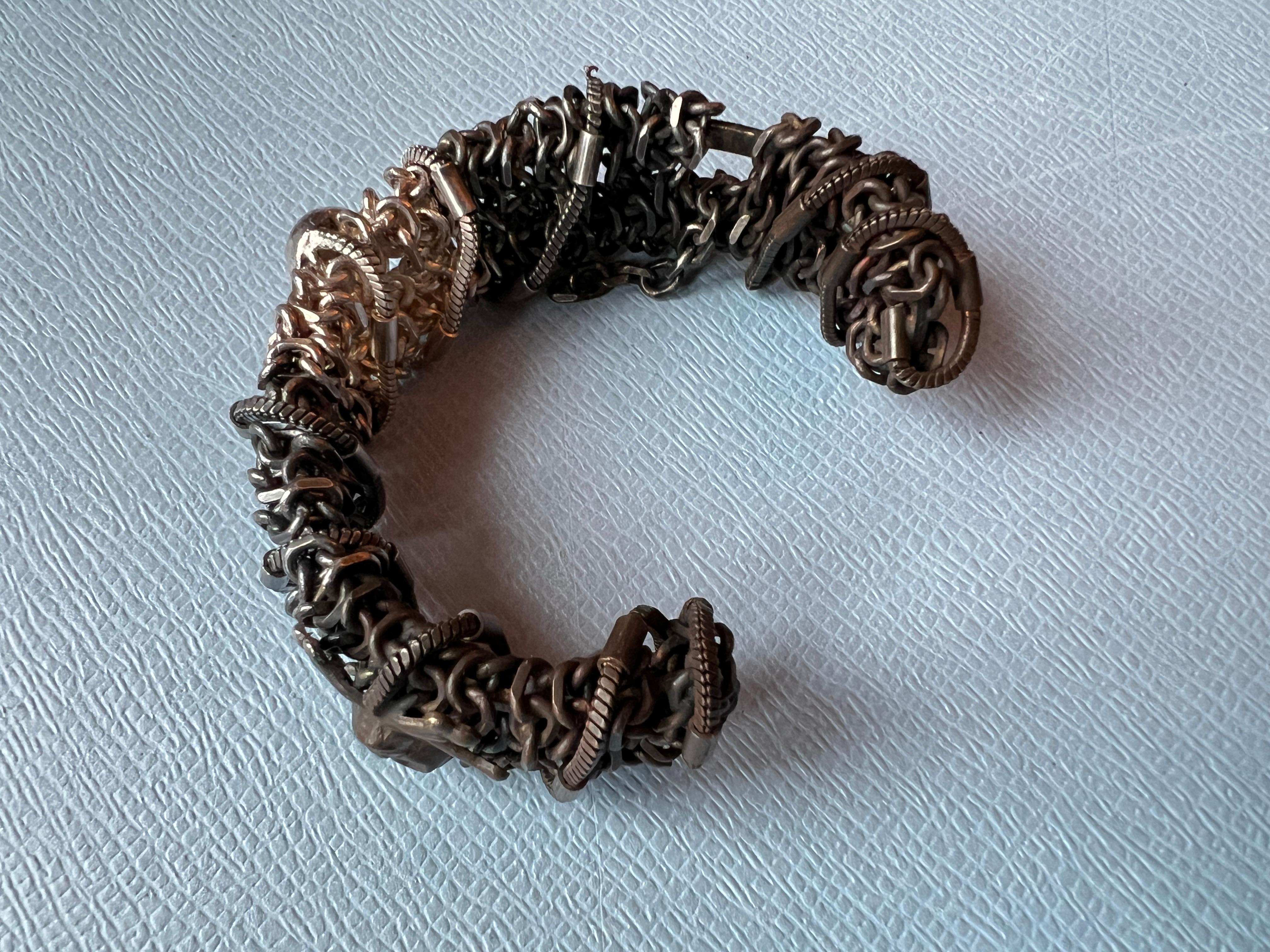 Bracciale a catena con osso di teschio Palladium in vendita 2