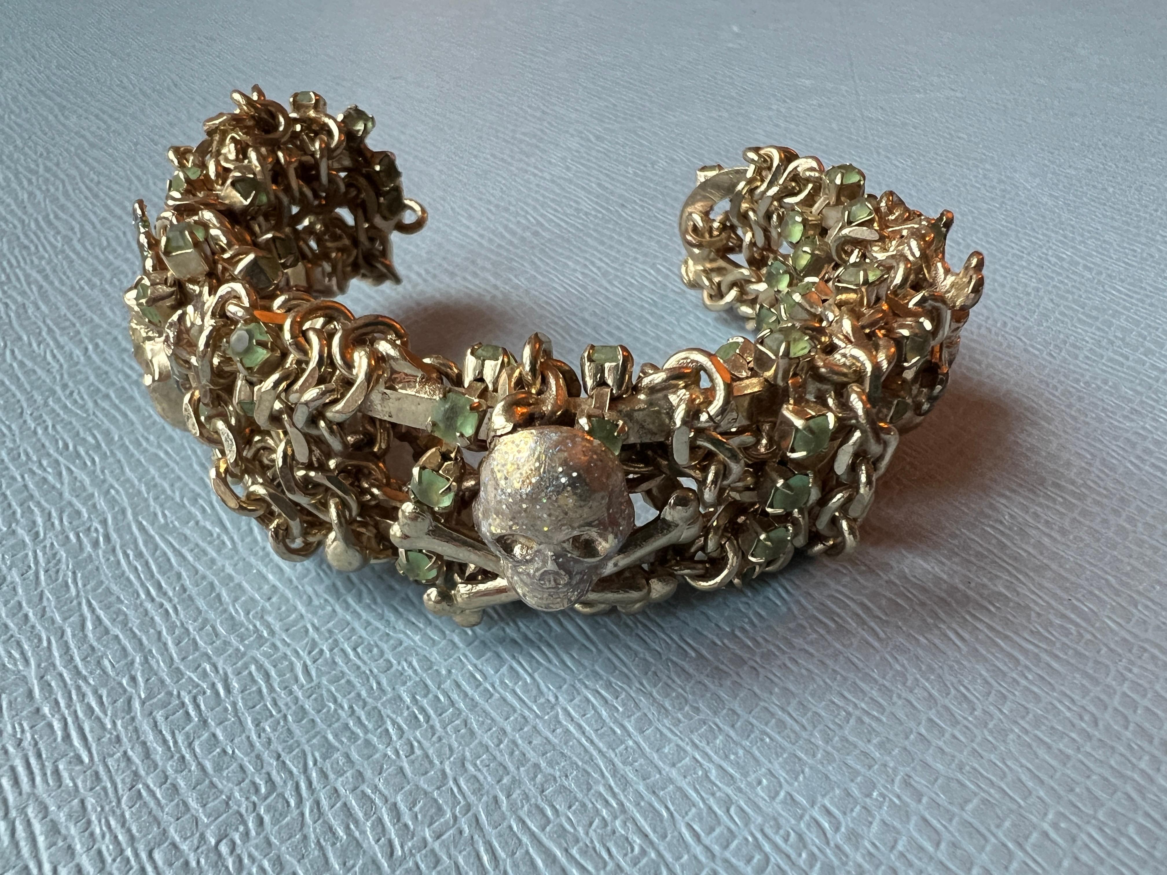 da uomo o donna Bracciale a catena con osso di teschio Vintage in vendita