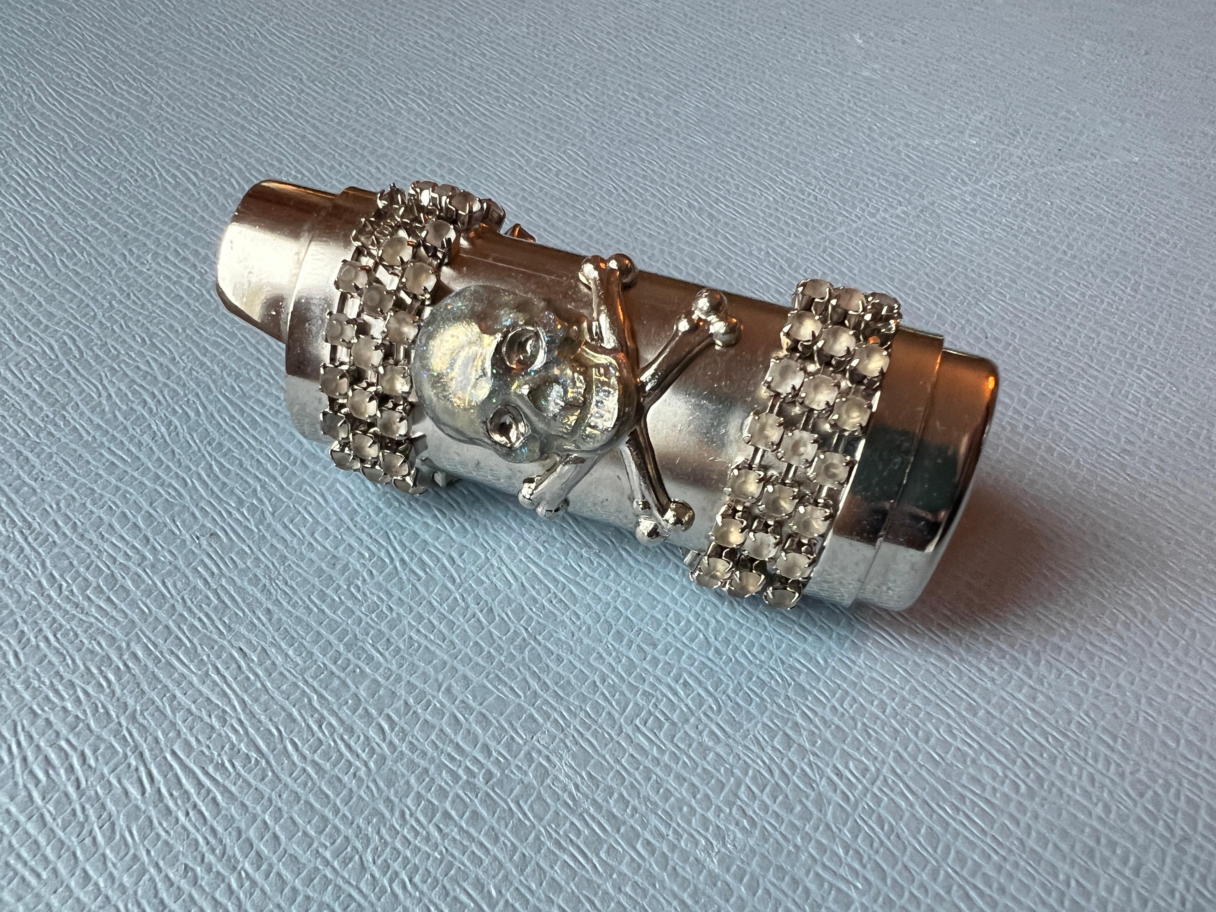 Skull Bone Light Holder Palladium Enamel Crystals For Sale 2