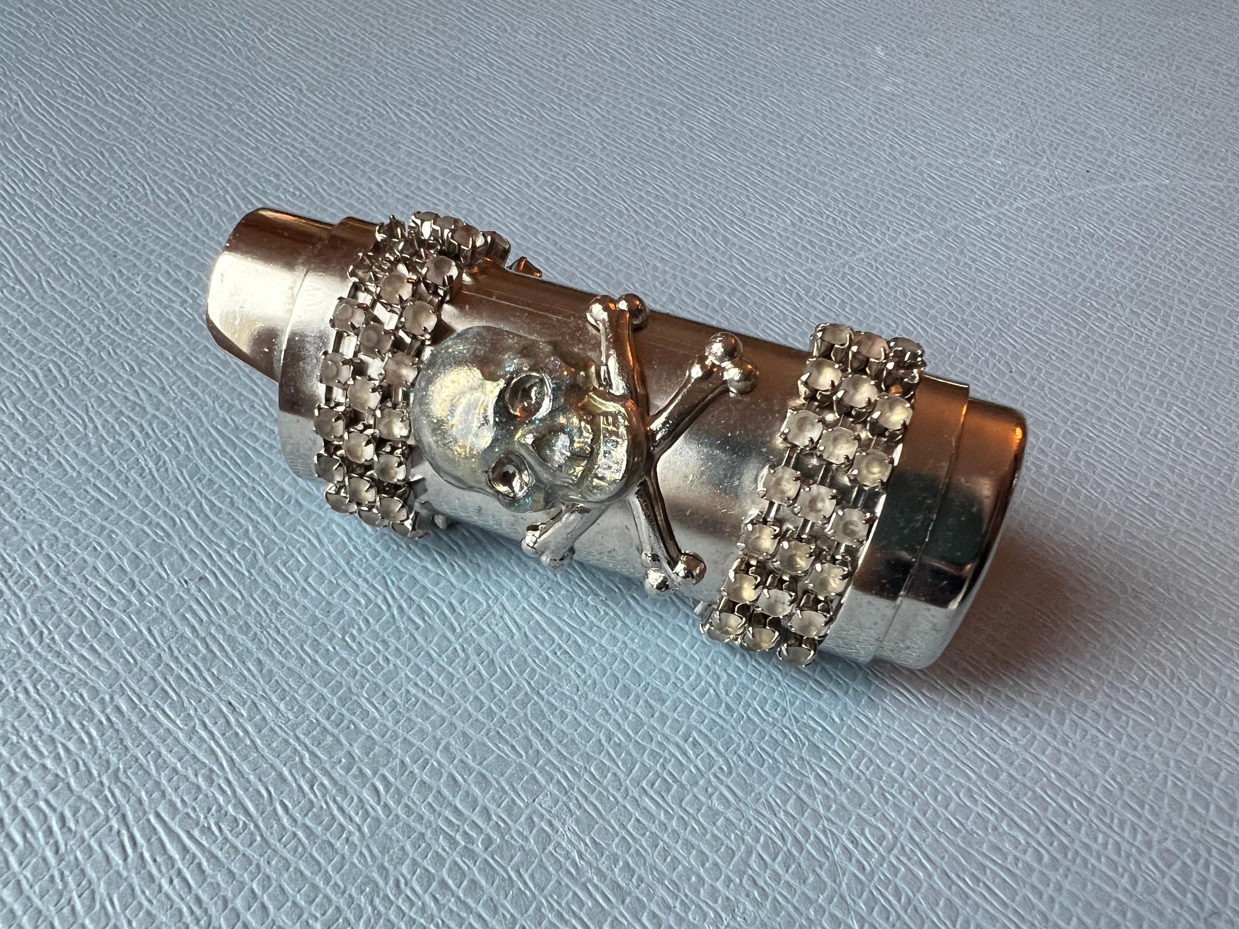 Skull Bone Light Holder Palladium Enamel Crystals For Sale 3