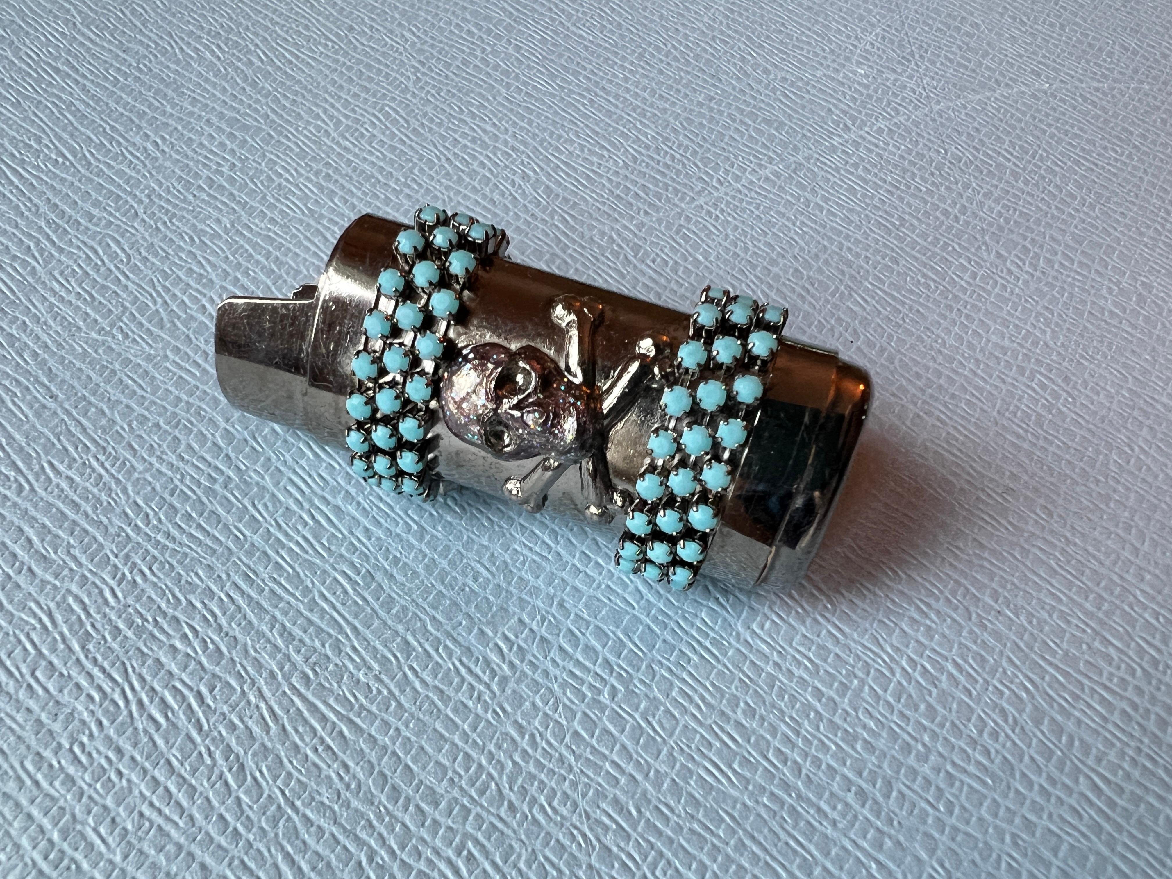 Women's or Men's Skull Bone Light Holder Ruthenium Vintage For Sale