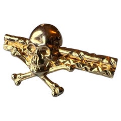 Skull Bones Ring Double Finger Gold Plated