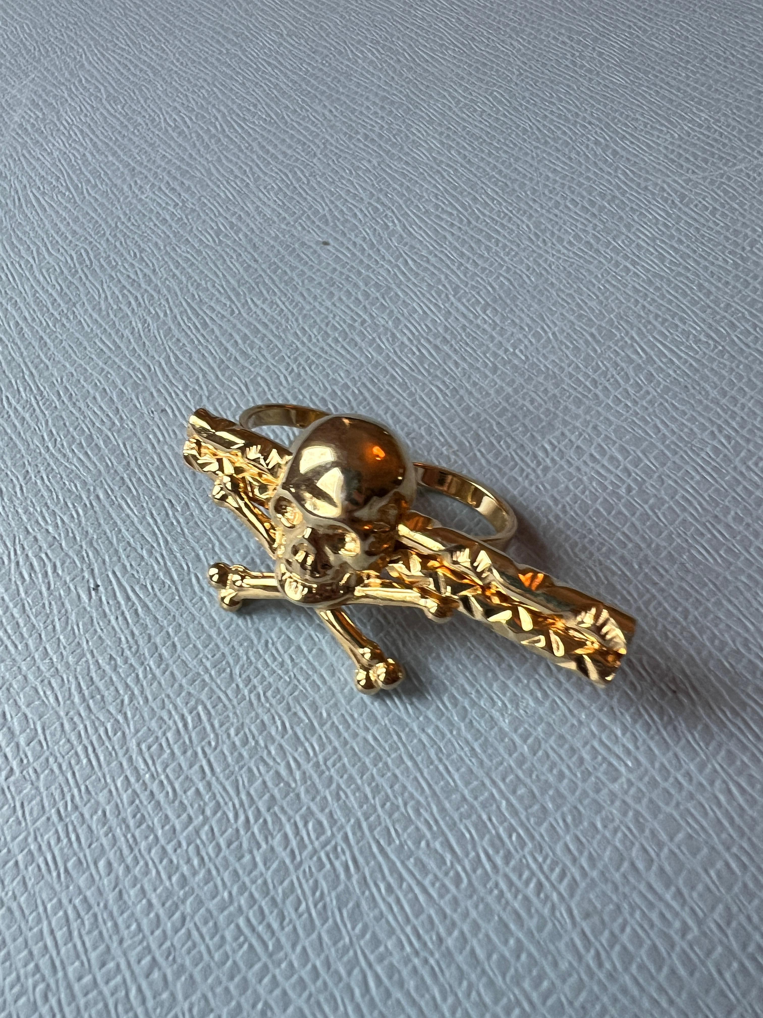 Skull Bone Ring Double Finger Ring For Sale 1