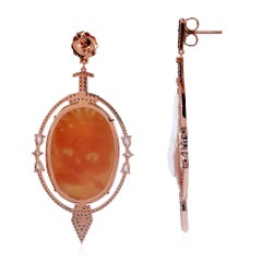 Skull Cameo Earrings in Gold and Diamonds