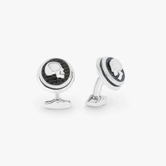 Skull Cufflinks with Black Carbon Fibre