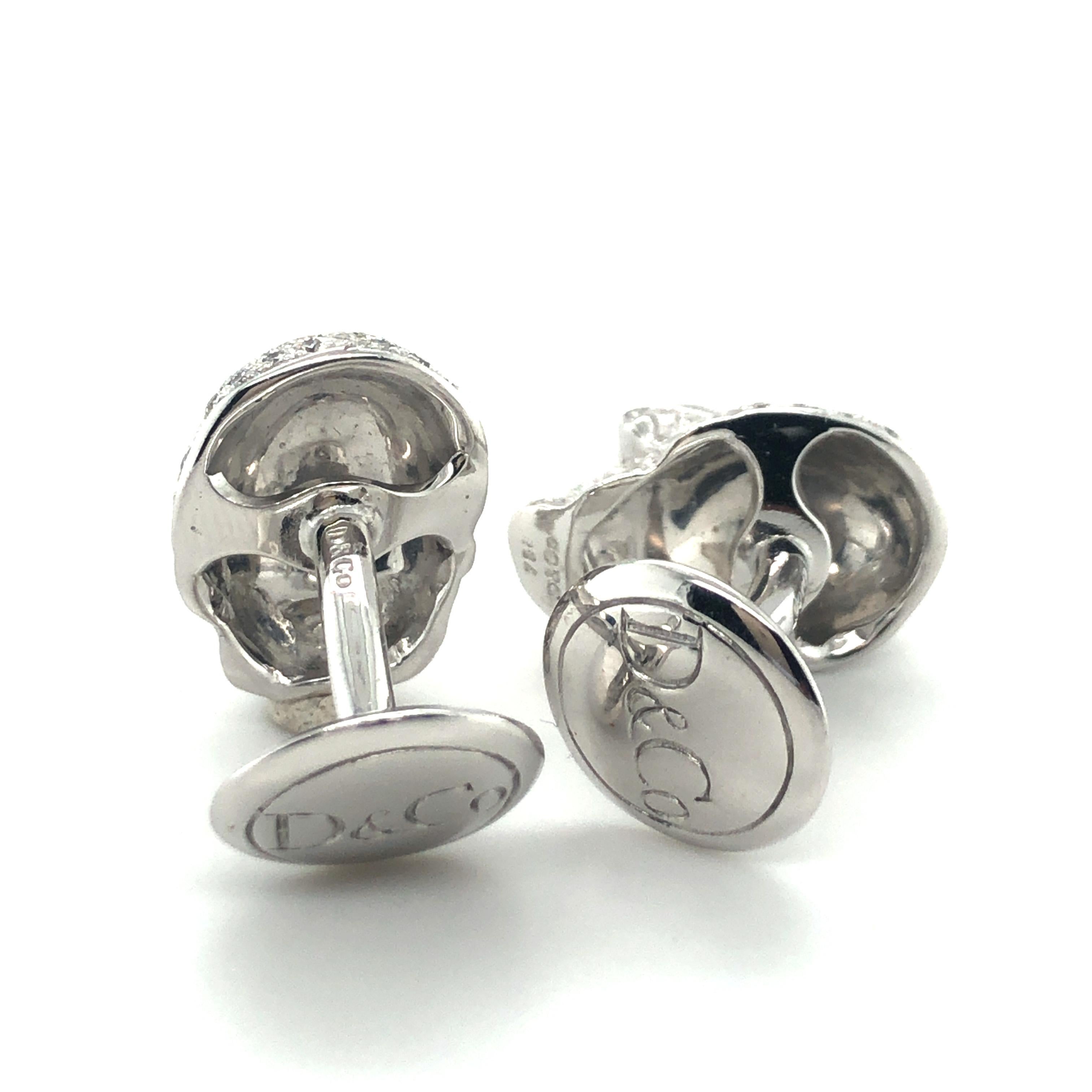 Skull Cufflinks with Diamonds in 18 Karat White Gold 5