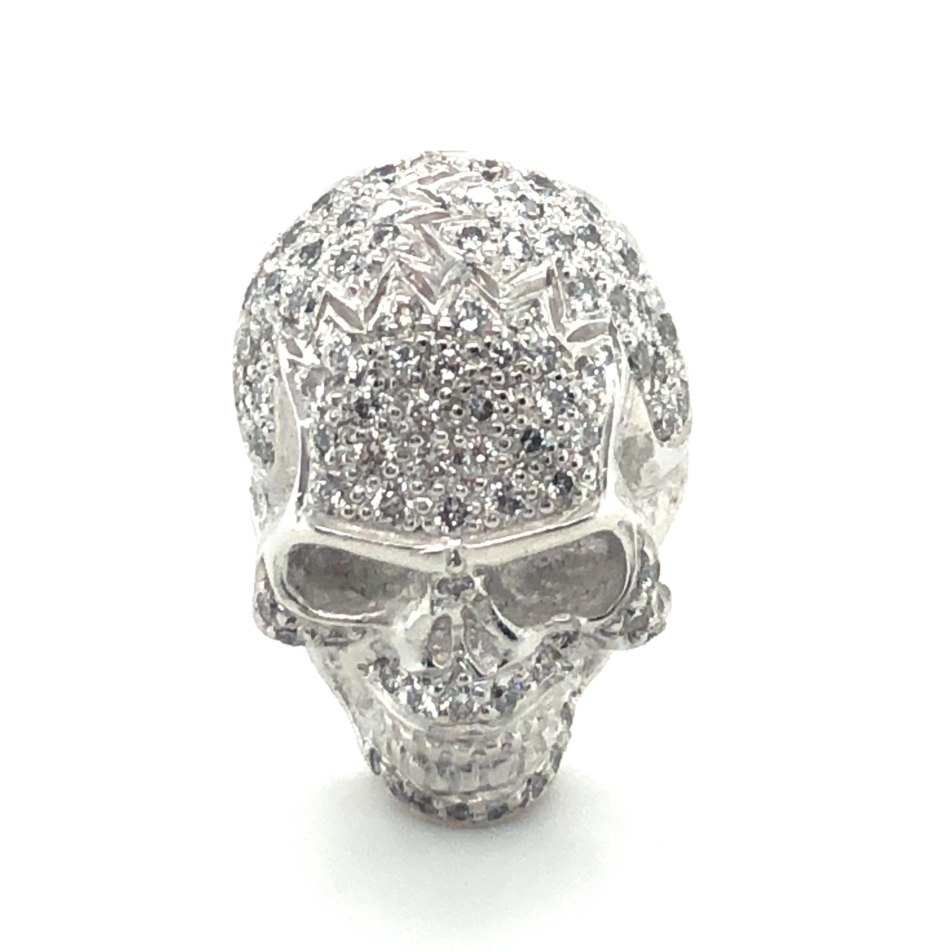 Skull Cufflinks with Diamonds in 18 Karat White Gold 3