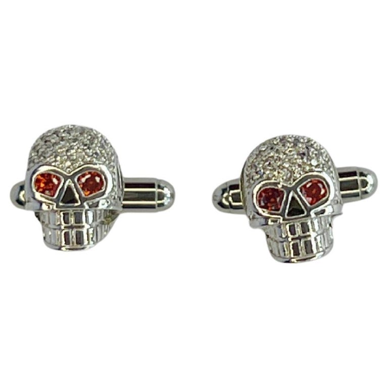 Skull cufflinks with Swarovski crystals For Sale at 1stDibs