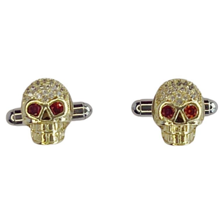 Skull cufflinks with Swarovski crystals For Sale at 1stDibs