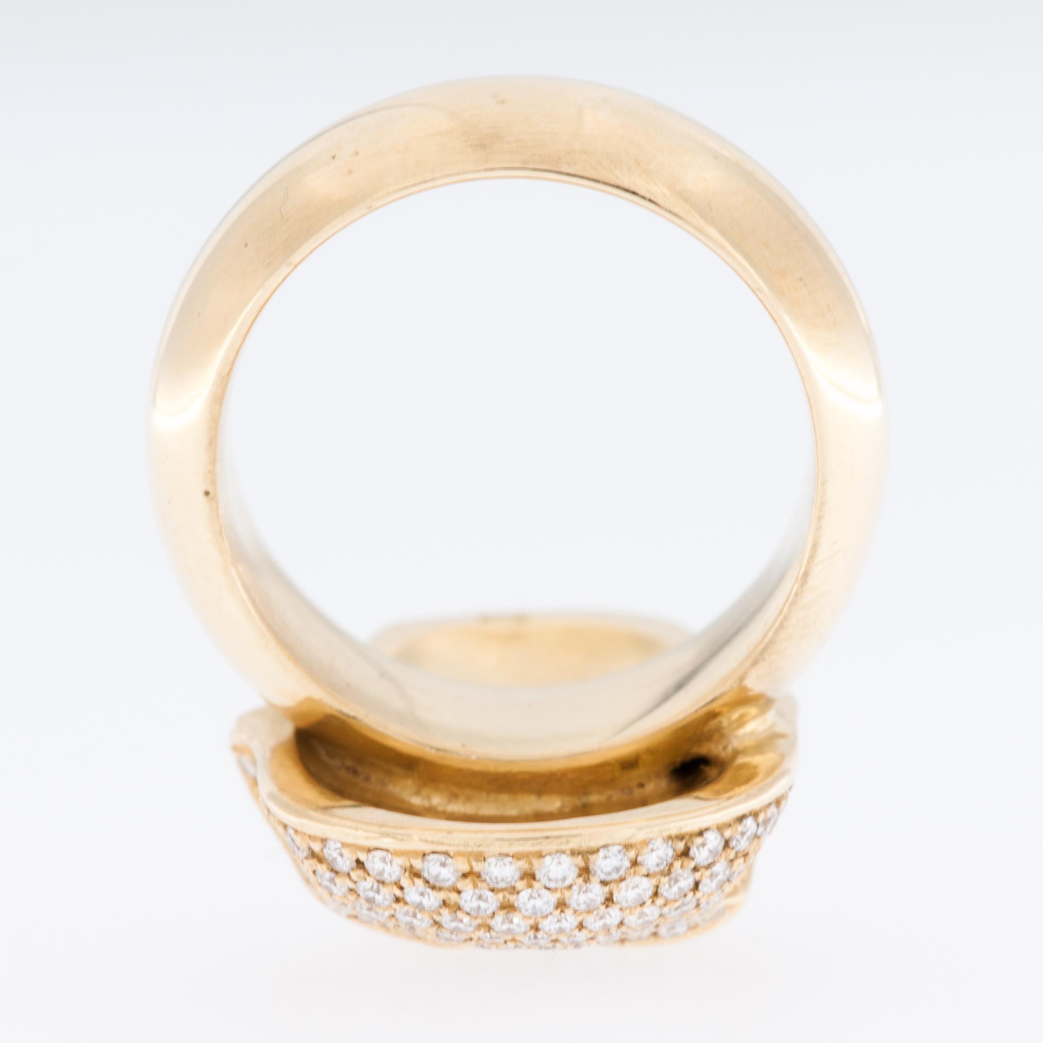 Skull Design 18 karat Yellow Gold Ring with Diamonds In Excellent Condition For Sale In Esch sur Alzette, Esch-sur-Alzette