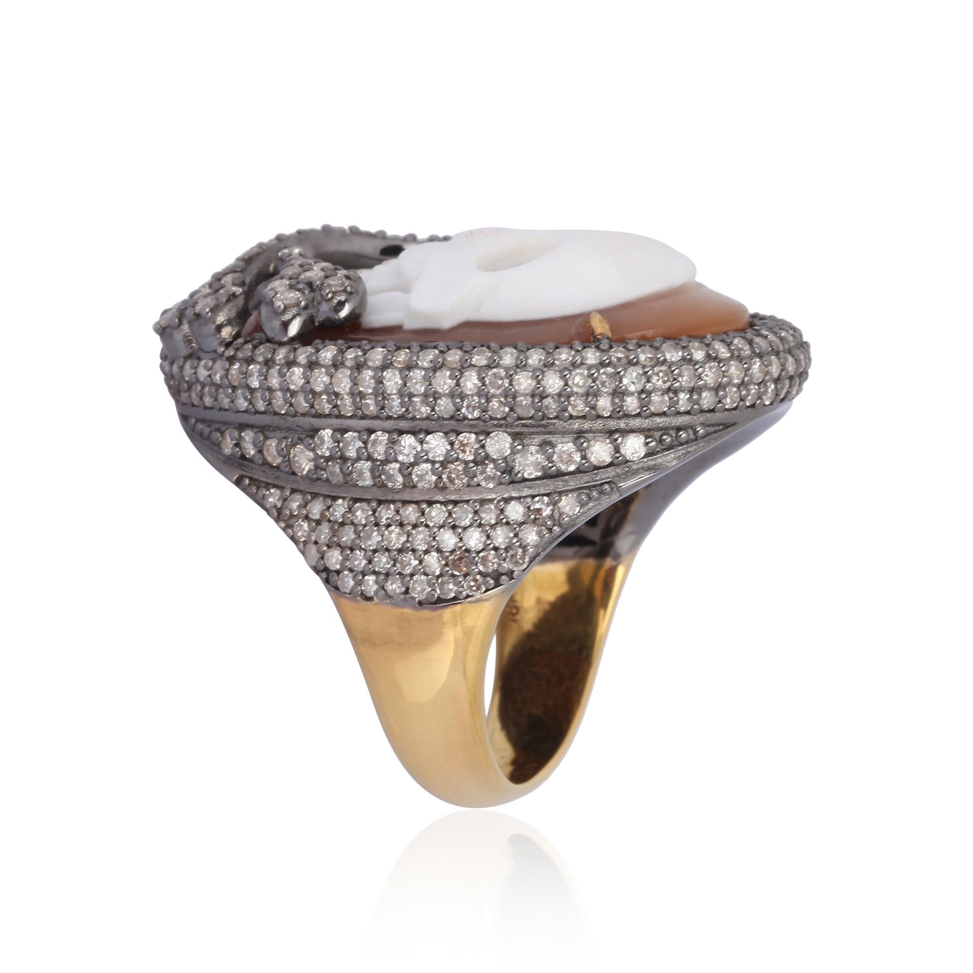 Single Cut Skull Diamond Cocktail Ring For Sale