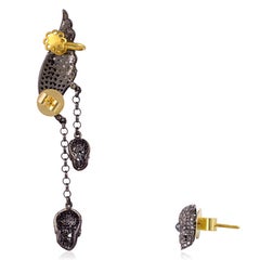 Skull Feather Diamond Ear Cuff