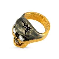 Teschio Diamanti divertenti  e diamanti taglio rosa Anello Occhi Baffi