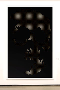 Skull Gun Bullets Panel in Black Plexiglass Exceptional Piece, 2018