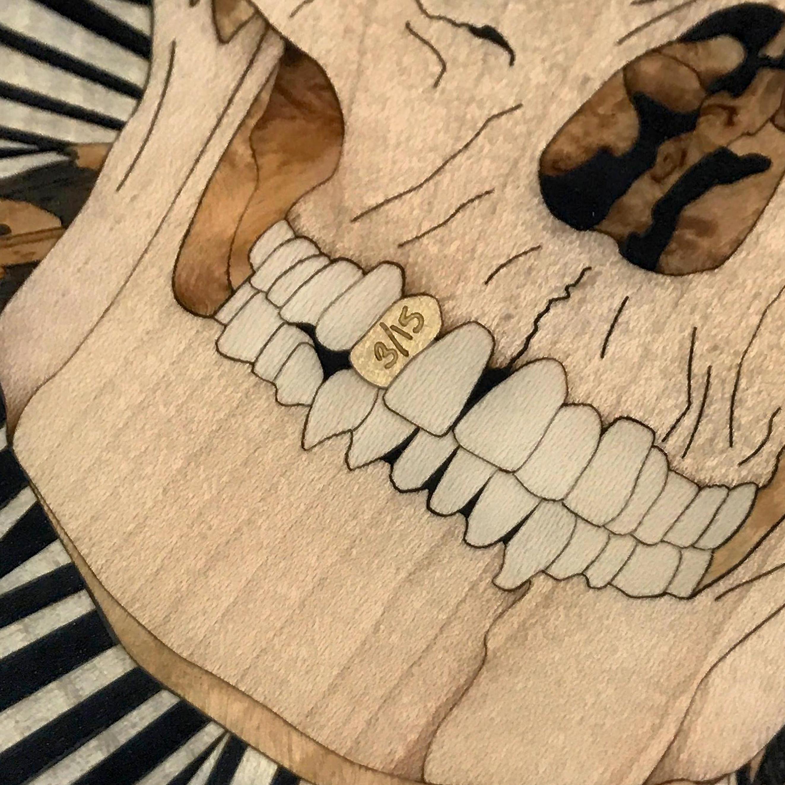 Skull Marquetry Poker Set by Alexandra Llewellyn Marquetería en venta